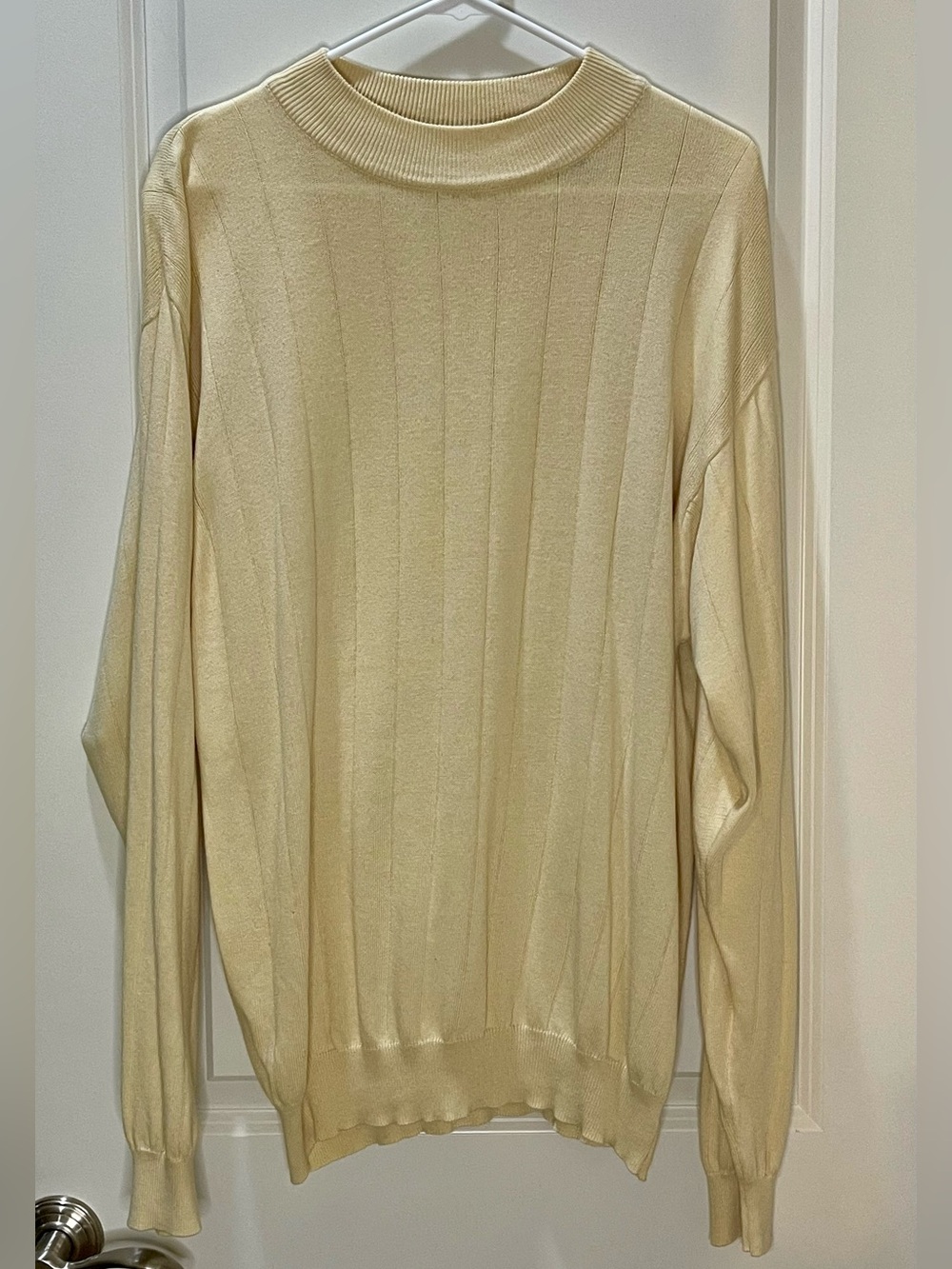 Fenzia Italy Men's Yellow Crewneck Ribbed Sweater Cotton Blend L